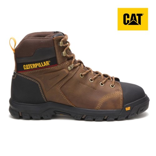 CAT Wellspring Waterproof Metatarsal Guard Steel Toe Men's Work Boots Brown (AU E-419) Australia